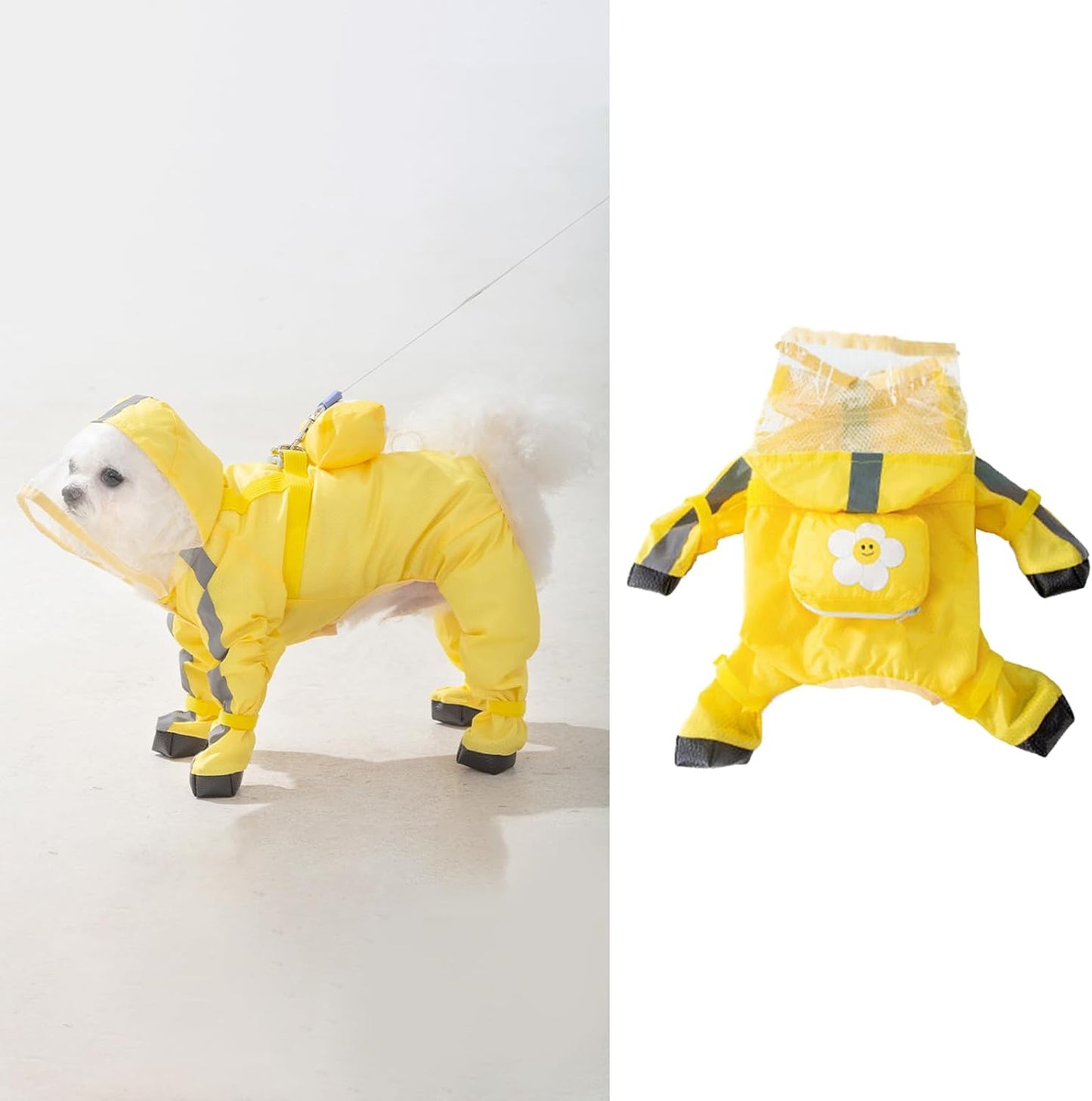 ძაღლის საწვიმარი ოთხივე თათის + კუდის დაცვით