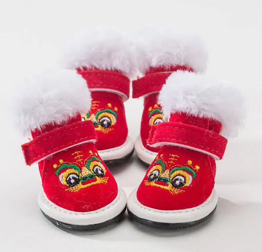 ძაღლის წითელი ფეხსაცმელი