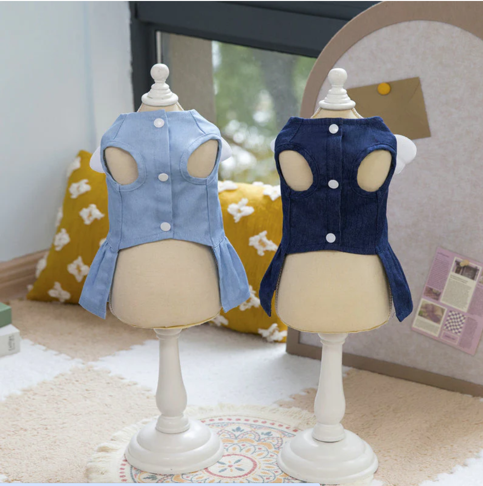 ჯინსის კაბა ფრთებით