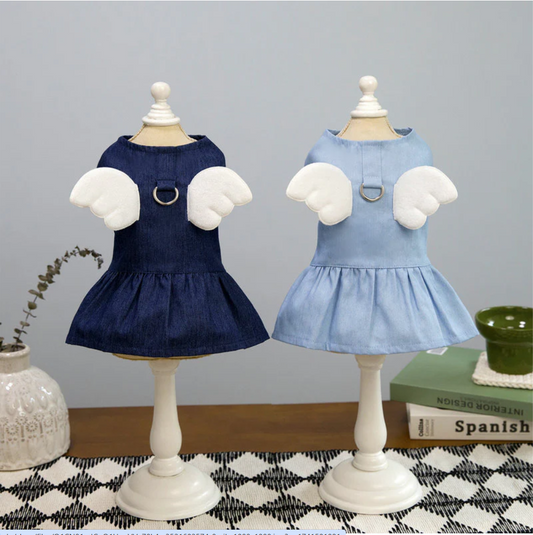 ჯინსის კაბა ფრთებით